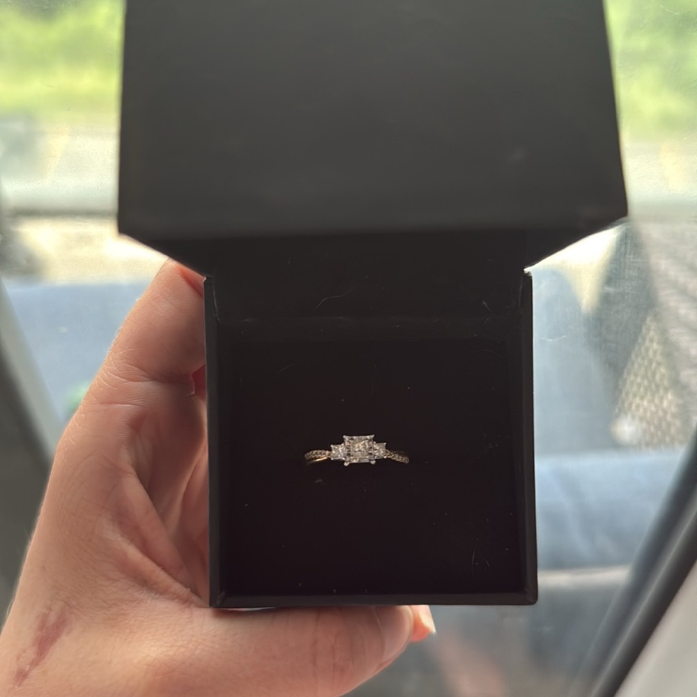 Princess-Cut Diamond Miracle Past Present Future Engagement Ring in 10K 💍